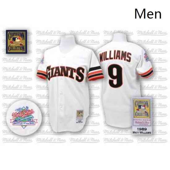 Mens Mitchell and Ness San Francisco Giants 9 Matt Williams Authentic White Throwback MLB Jersey